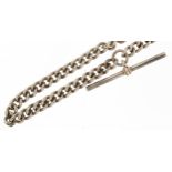 Silver watch chain with T bar, 41cm in length, 30.8g : For further information on this lot please