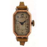 Ladies 9ct gold wristwatch, the case numbered 60698, 14mm wide, 6.4g : For further information on