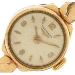 Longines ladies 9ct gold wristwatch, the case 16mm in diameter, total 14.4g : For further