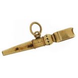 Yellow metal watch key charm, 2.3cm high, 1.0g : For further information on this lot please