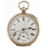 Gentlemen's continental 935 grade silver pocket watch with enamel dial, 50mm in diameter, 102.0g :