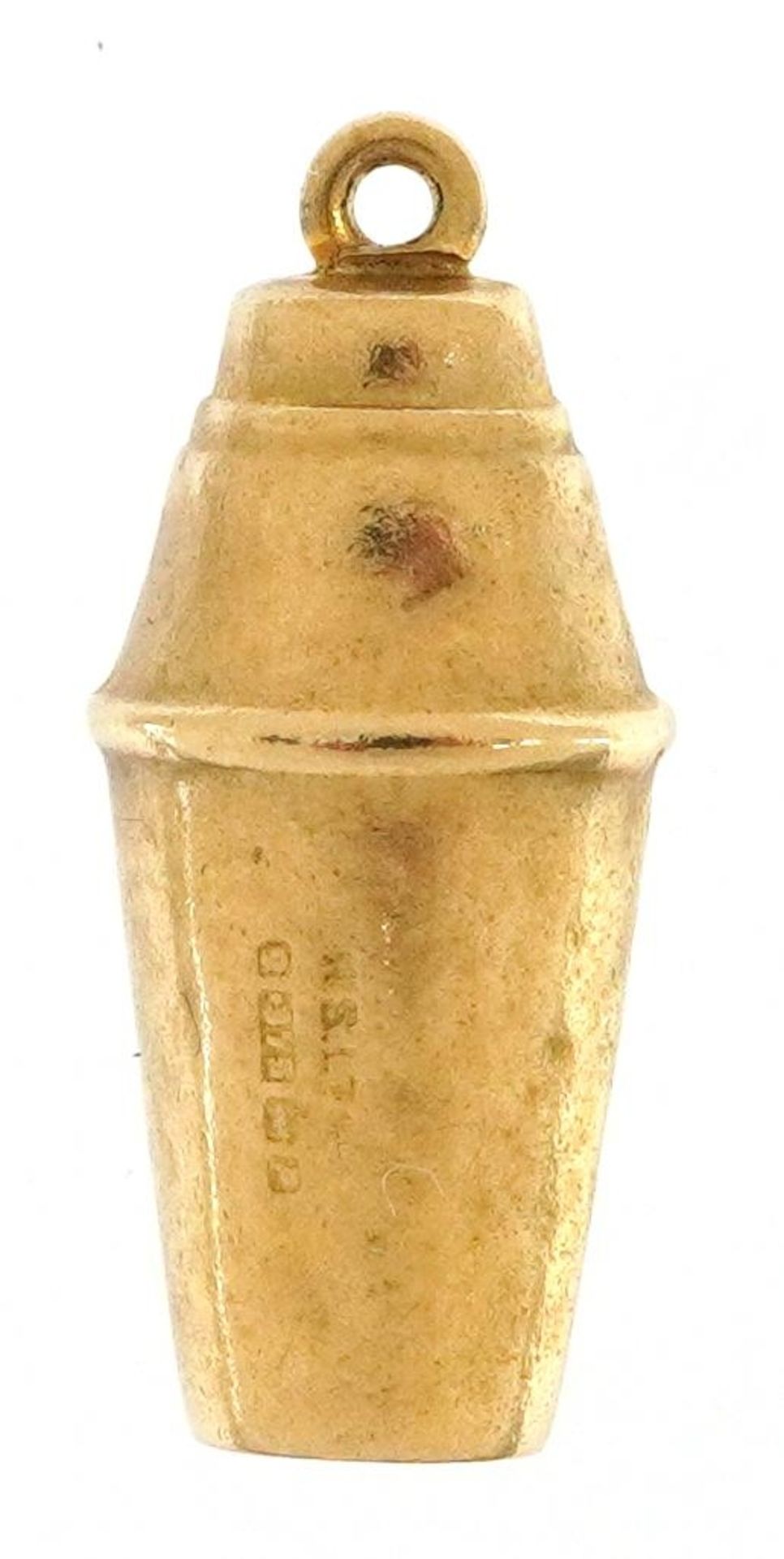 9ct gold cocktail shaker charm, 1.9cm high, 0.7g : For further information on this lot please - Image 2 of 3