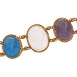 Gilt metal cameo panel bracelet, 17cm in length, 46.9g : For further information on this lot