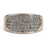 9ct gold diamond five row ring, size U/V, 5.9g : For further information on this lot please