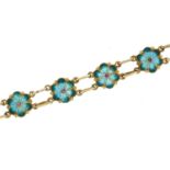 Silver gilt and enamel floral bracelet, 17cm in length, 5.0g : For further information on this lot