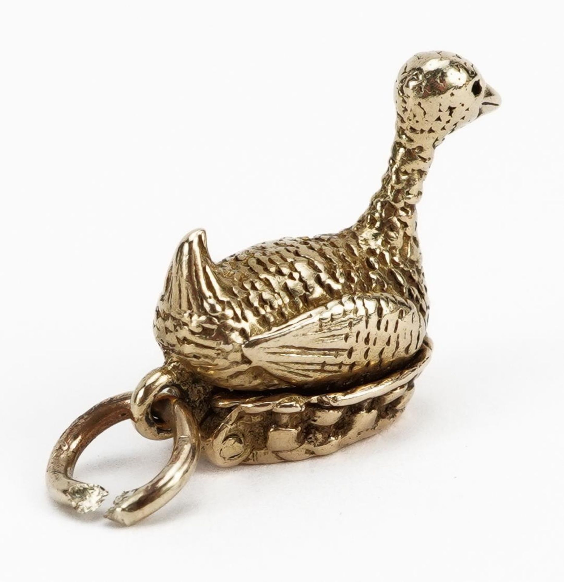 9ct gold opening goose and golden egg charm, 1.5cm high, 3.6g : For further information on this - Image 3 of 4