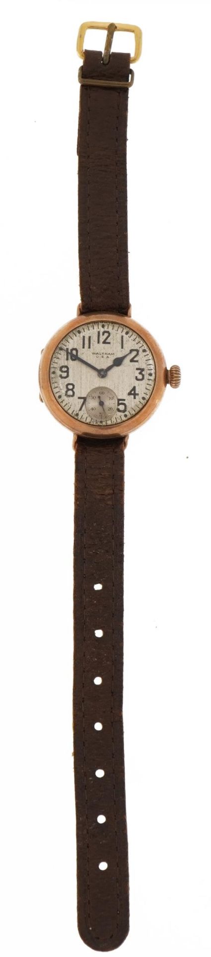 Waltham, gentlemen's 9ct gold trench wristwatch, 31.5mm in diameter : For further information on - Image 2 of 4