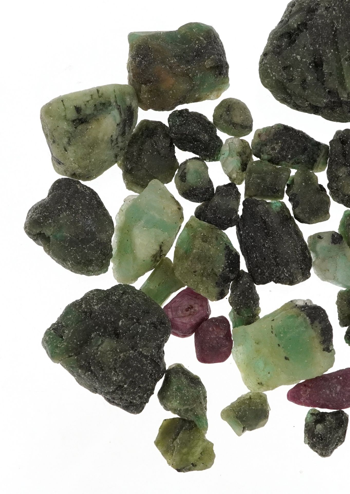 Collection of rough emerald stones, approximately 512.85 carat in total : For further information on - Bild 2 aus 3