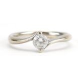 9ct gold cubic zirconia solitaire ring, the cubic zirconia approximately 4.5mm in diameter, size