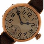Waltham, gentlemen's 9ct gold trench wristwatch, 31.5mm in diameter : For further information on