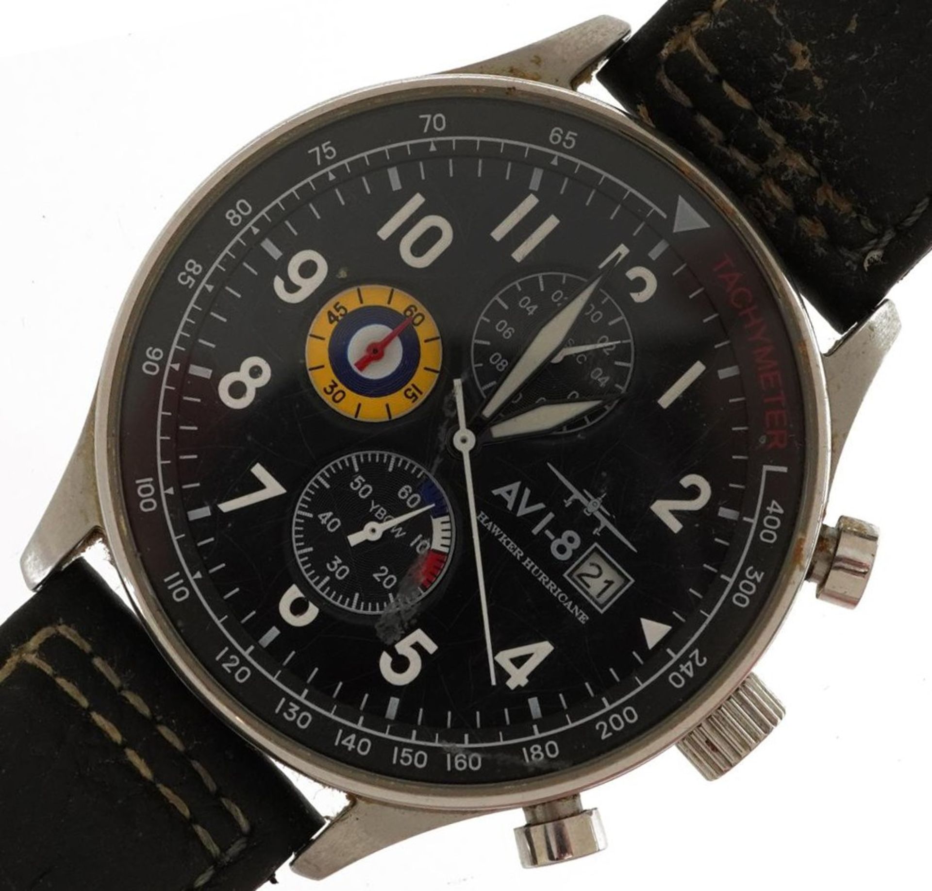 Gentlemen's A V I-8 Hawker Hurricane RAF interest wristwatch with date aperture, the case 43mm in