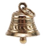 9ct gold bell charm, 1.3cm high, 2.5g : For further information on this lot please contact the