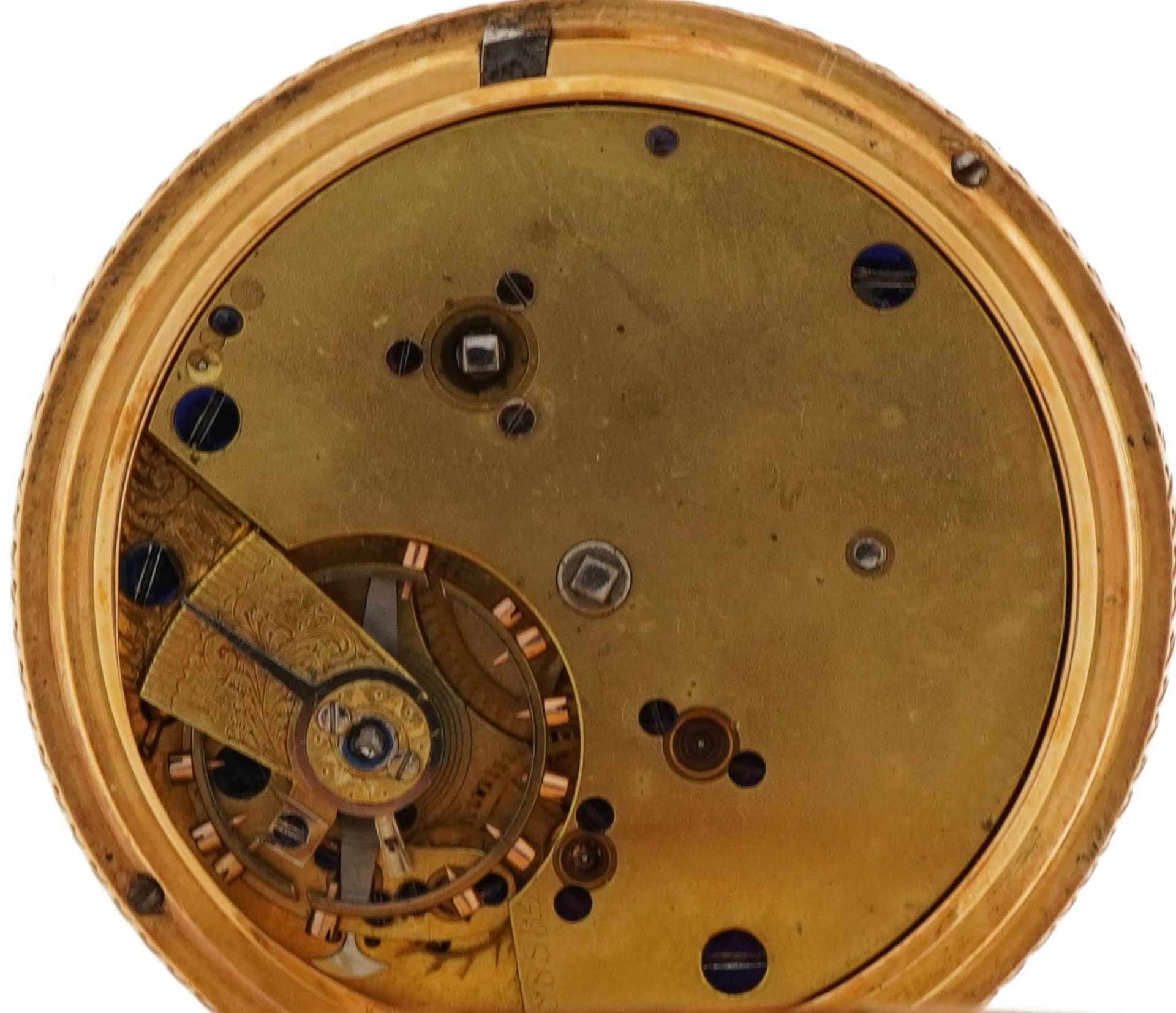 18ct gold ladies open face pocket watch with ornate gilt dial, 38mm in diameter, 48.8g : For further - Image 3 of 4
