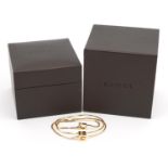 Gucci, 18ct gold box pendant on 18ct gold snake link necklace with booklet and box, 42cm in