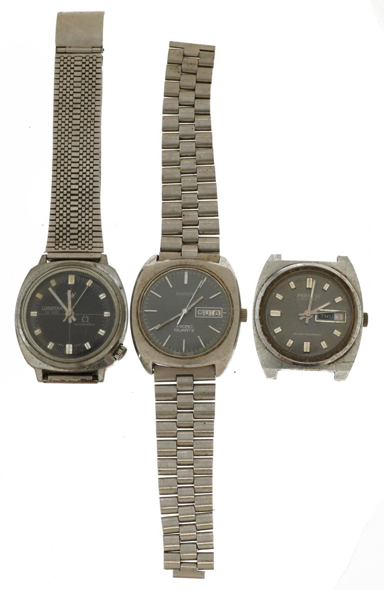 Three gentlemen's wristwatches, two with date apertures, comprising Everite, Lonstar and Ingersoll : - Image 2 of 3