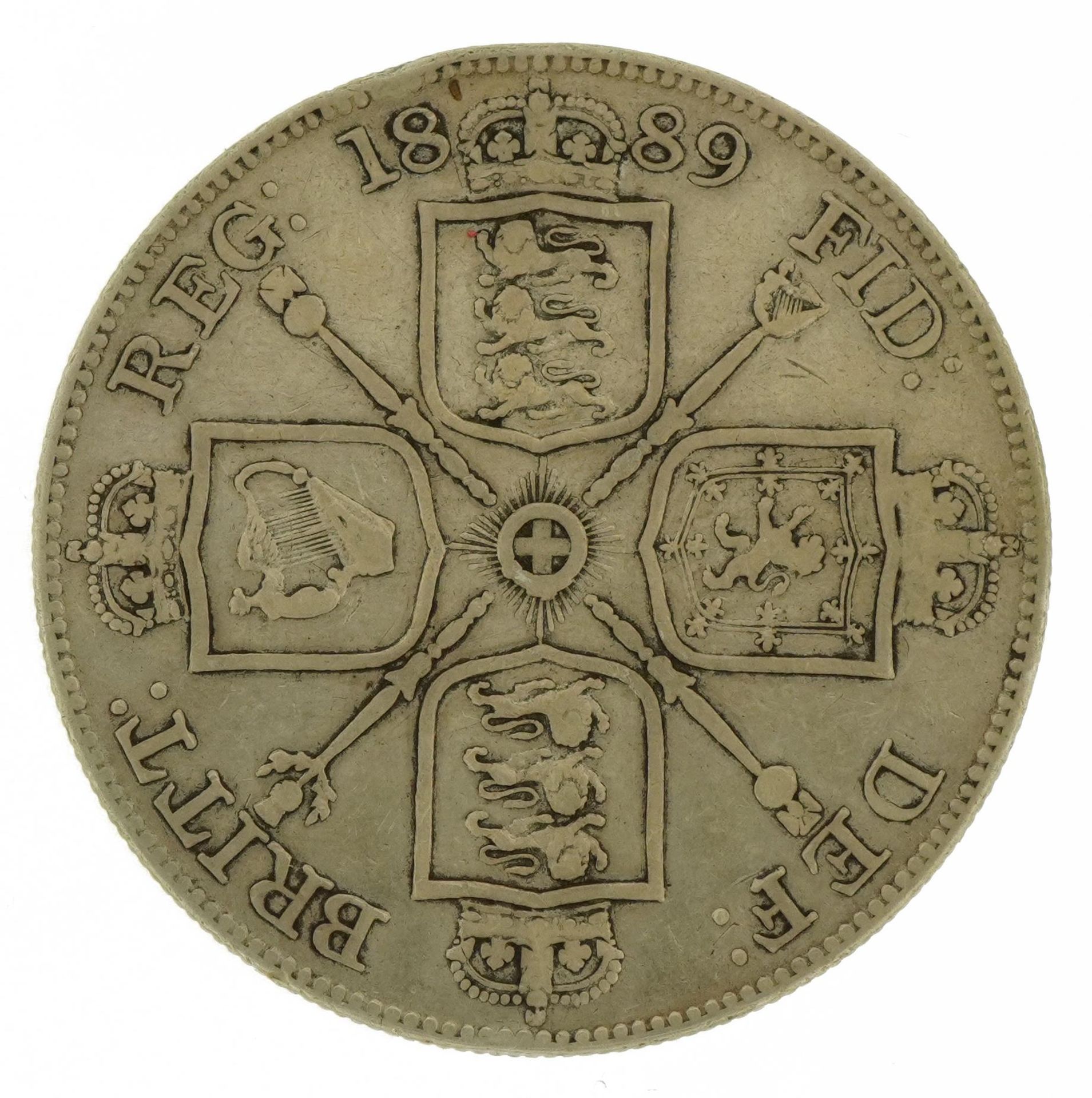 Queen Victoria 1889 double florin, inverted 1 : For further information on this lot please visit