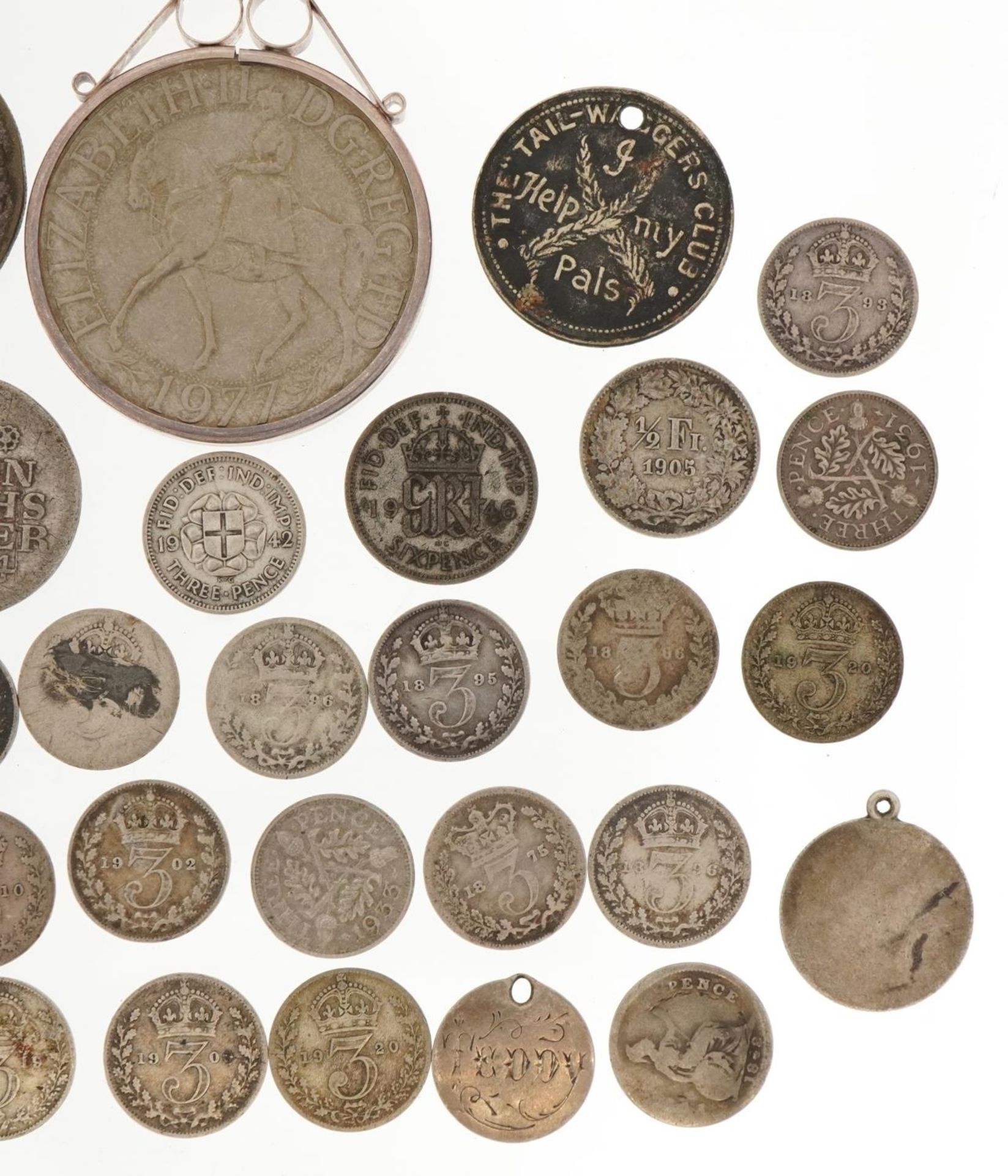 Antique and later British and world coinage, some silver, including 1977 commemorative crown with - Image 3 of 6