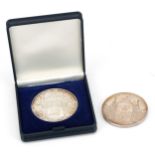 Two Hanau silver medallions, total 59.8g : For further information on this lot please visit