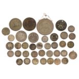 Antique and later British and world coinage, some silver, including 1977 commemorative crown with