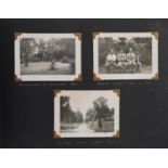 Collection of mid 20th century black and white photographs arranged in an album including Durban,