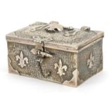 John William Barrett, Arts & Crafts silver casket with hinged lid, Birmingham 1903, 4.5cm H x 8.