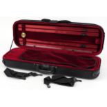 Stringers of Edinburgh, protective violin case with hygrometer and velvet lined fitted interior,