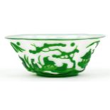 Chinese Peking cameo glass bowl carved with animals in a landscape, 21cm wide : For further