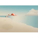 Quentin King - Parasols, pencil signed print in colour, limited edition 31/225, mounted, framed