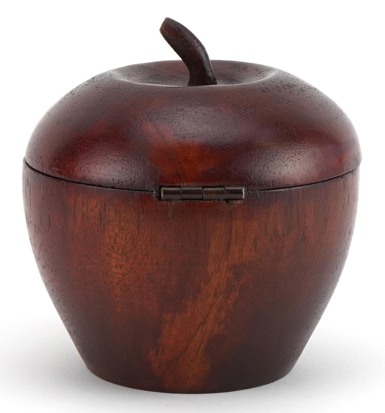 George III style treen tea caddy in the form of an apple, 12cm high : For further information on - Image 2 of 3