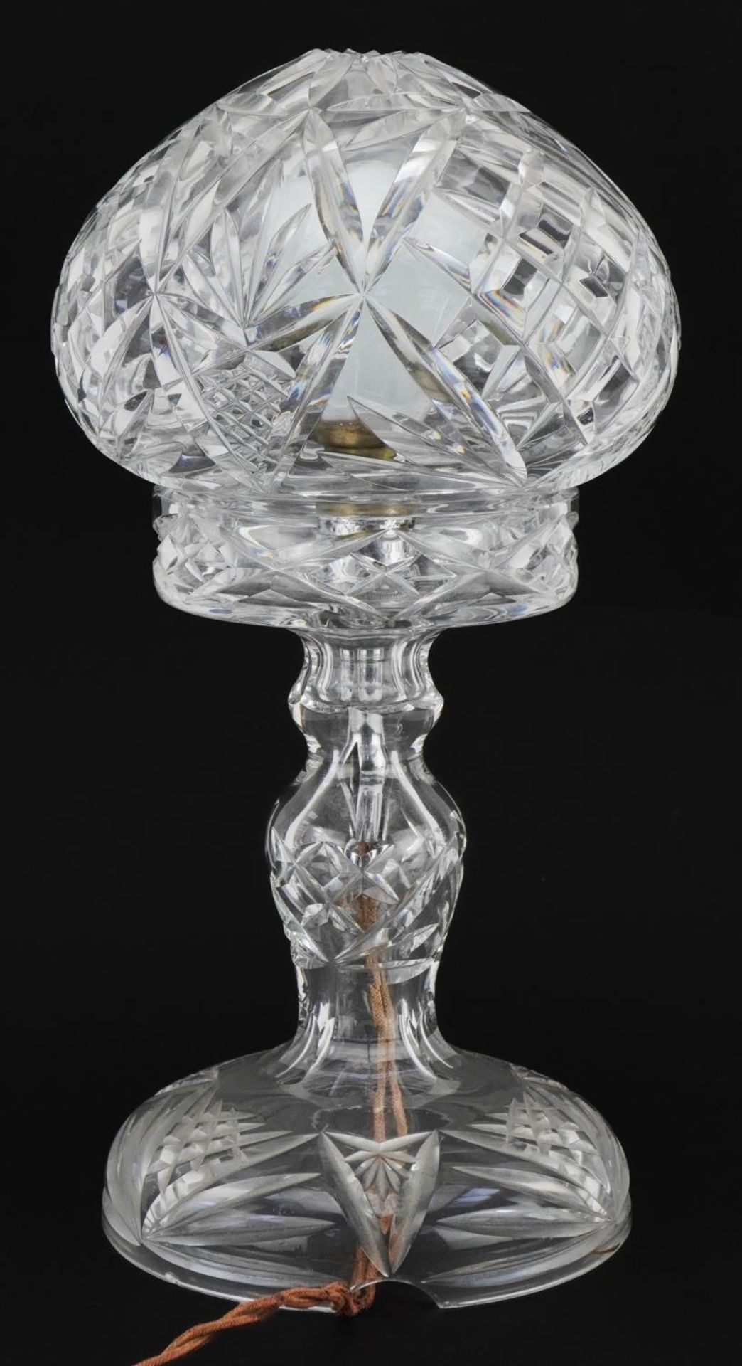 Cut glass two piece toadstool table lamp, 30cm high : For further information on this lot please - Image 2 of 4