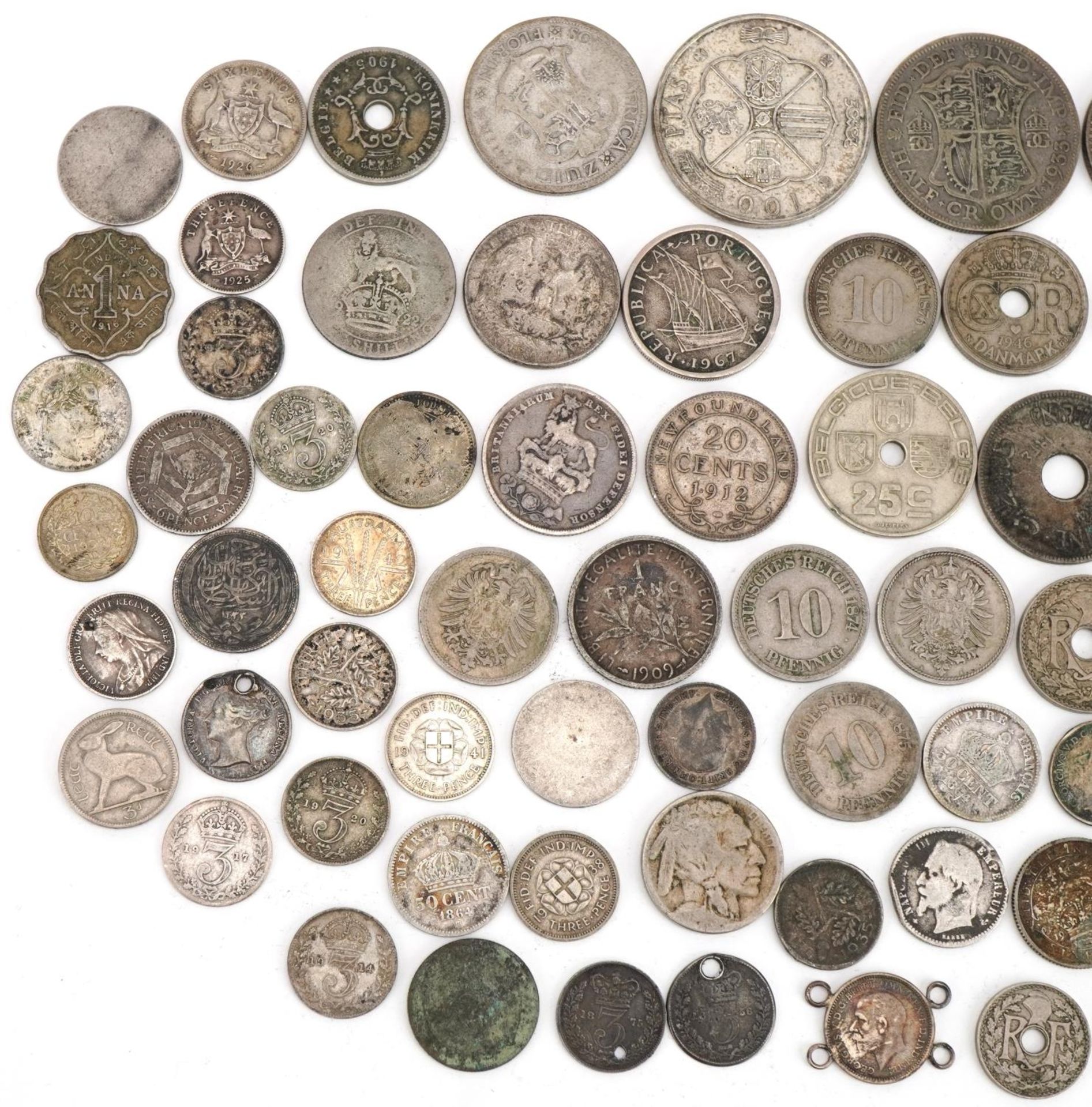 British and world coinage including one hundred ptas, half crowns and 1870 maundy twopence, 250g : - Image 2 of 6