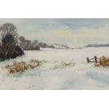 Max Brimmell - Winter near Fairlight, Hastings, watercolour, At the Mall Galleries Exhibition, Royal