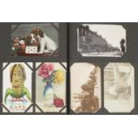 Collection of topographical postcards arranged in two albums, some real photographic, including