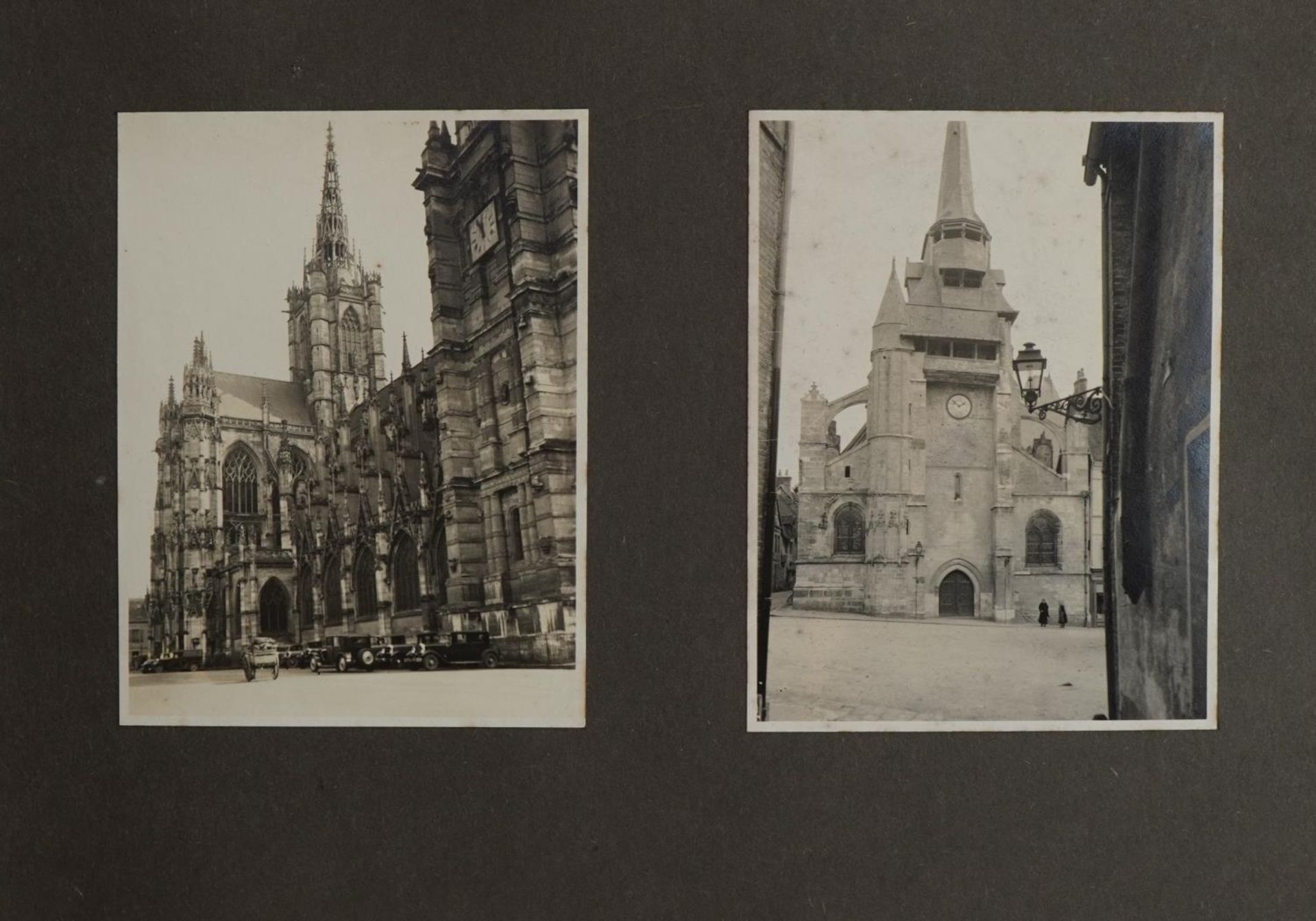 Early 20th century European black and white photographs arranged in an album including bullfighting,