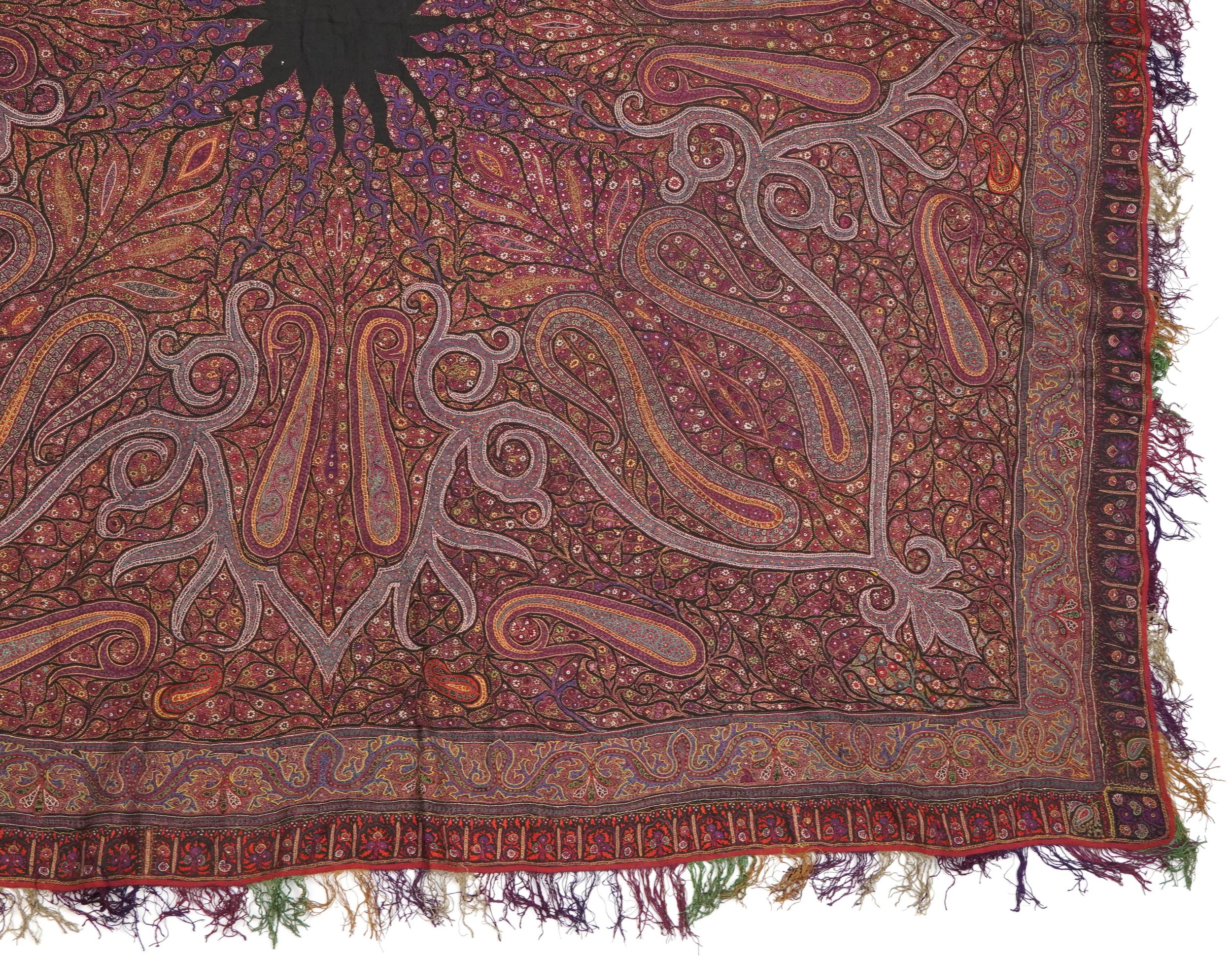 19th century Indian Kashmir/cashmere textile or shawl, 170cm x 170cm : For further information on - Image 5 of 12