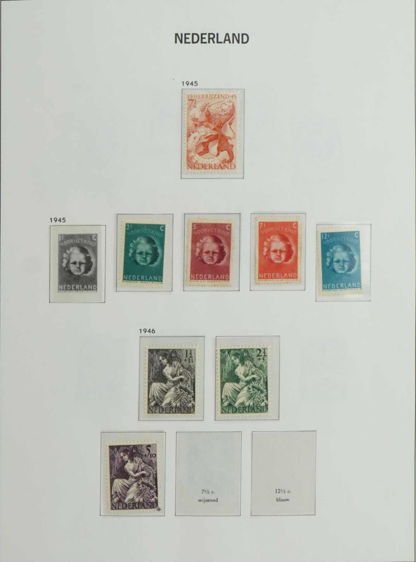 Collection of 20th century Netherlands stamps arranged in an album : For further information on this