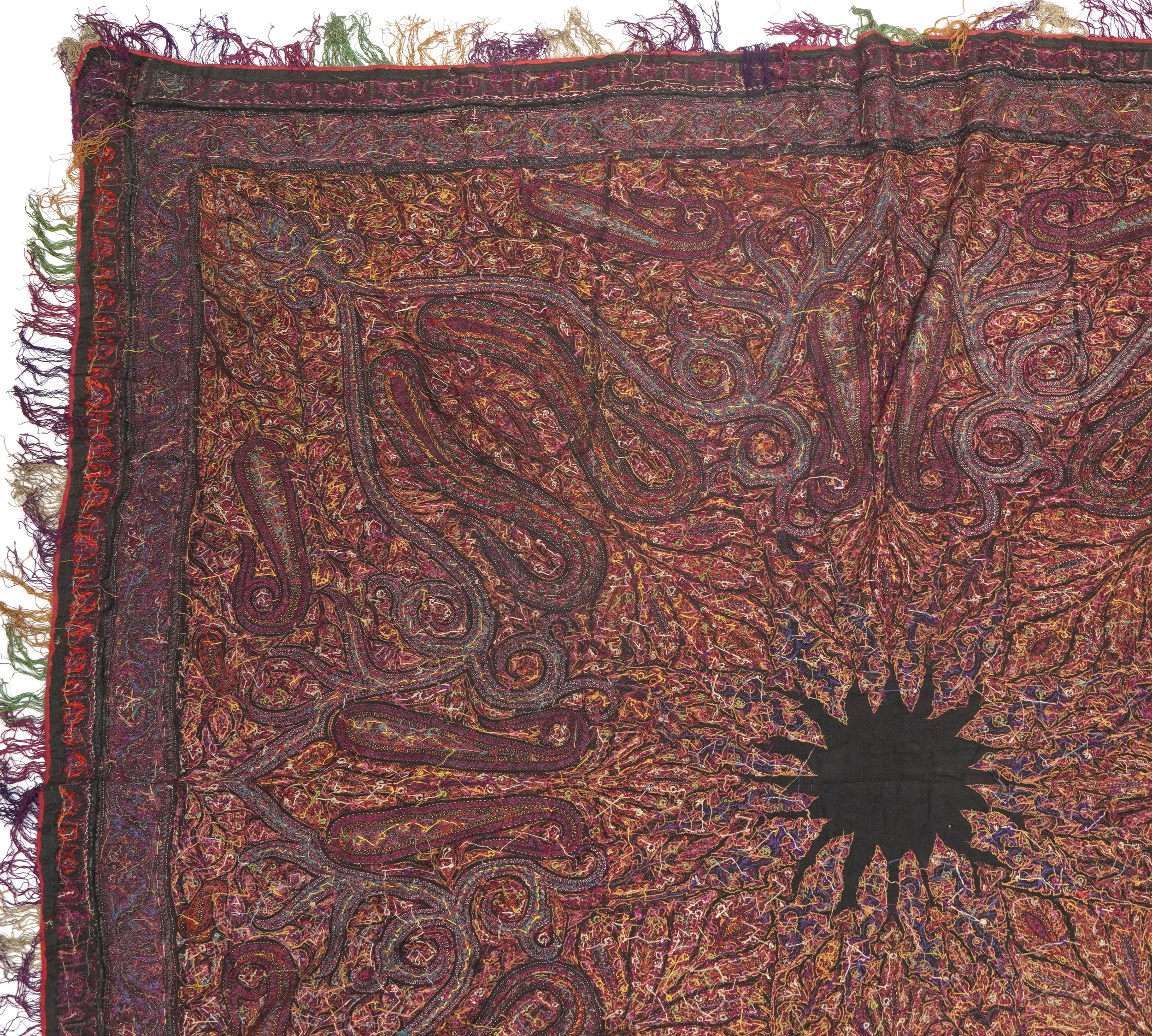 19th century Indian Kashmir/cashmere textile or shawl, 170cm x 170cm : For further information on - Image 9 of 12