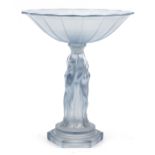 Manner of Walther & Sohn, German frosted glass centrepiece with nude maiden design column, 30cm high