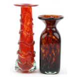 Two Mdina art glass vases including a brown mottled example, the largest 24cm high : For further