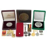 Hockey World Championship memorabilia including 1976 silver medal, silver keyring and World