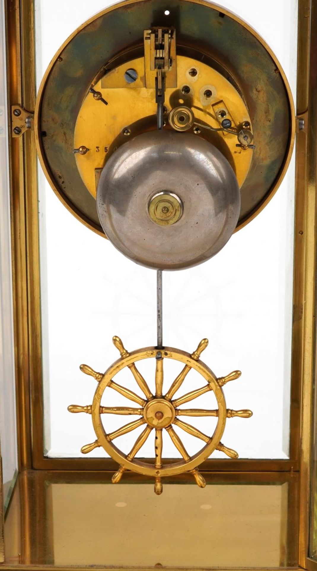 Japy Freres, 19th century French aesthetic four glass mantle clock striking on a bell with ship's - Image 3 of 4