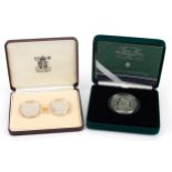 United Kingdom 1989 two pound silver piedfort two coin set and a Queen Mother silver piedfort