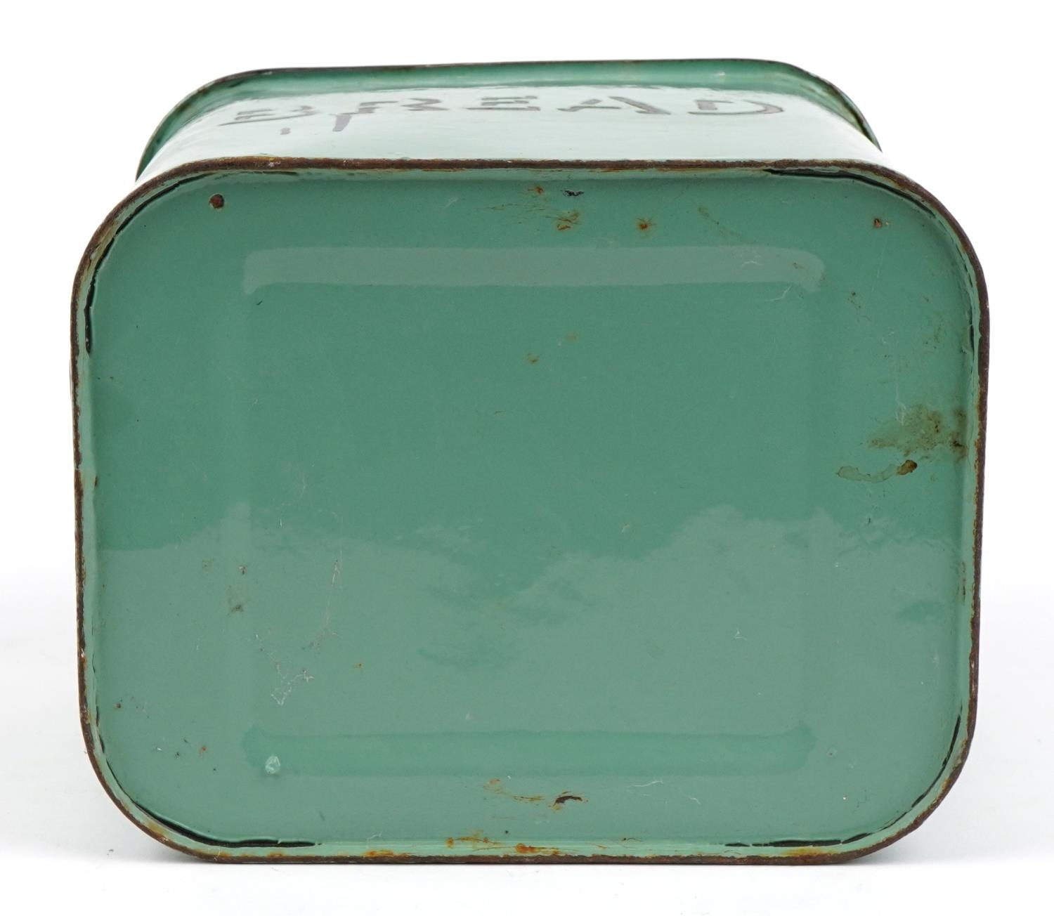 Vintage green enamelled metal bread bin and cover, 33cm H x 34cm W x 25cm D : For further - Image 3 of 3