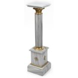 Grey marble Corinthian column design plant stand with gilt brass mounts, 100.5cm high : For