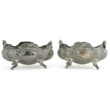 Charles Boyton, pair of Victorian silver open salts mounted with Putti, London 1895, 8.5cm in