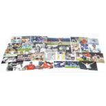 Collection of football interest photographs including two examples signed by Jimmy Greaves and Geoff