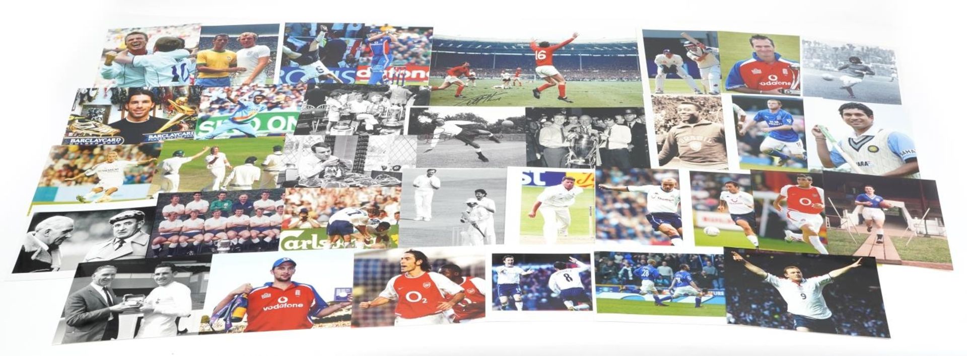Collection of football interest photographs including two examples signed by Jimmy Greaves and Geoff