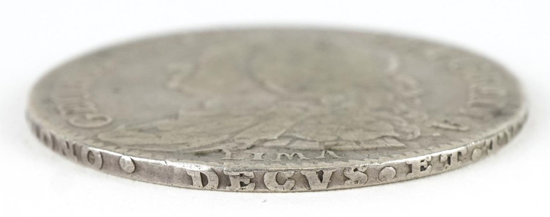 George II 1745 silver half crown : For further information on this lot please visit - Image 3 of 3