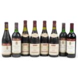 Eight bottles of red wine comprising four bottles of 1985 Pascal Cotes du Rhone and four bottles