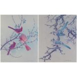 Basil Ede - Birds on branches, pair of pencil signed prints in colour, limited edition 38/750 and